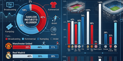 Financial allocation and revenue ratios of major European football clubs including broadcasting, commercial, and matchday revenues alongside key expenditure metrics for the 2023/24 season